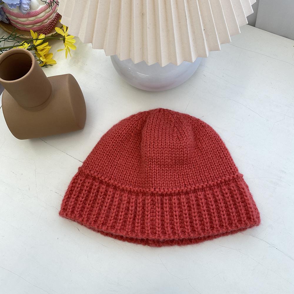Women's Korean Dongdaemun Same Style Wool Fisherman Hat Autumn and Winter Korean Version Showing Face Small Warm Knitted Bucket Hat Trendy
