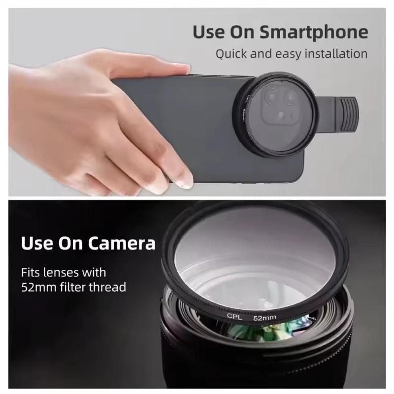 52mm Zirkular Universal Tragbarer Polarisationsfilter Kameraobjektiv CPL Filter Keine Reflexionen für iPhone Samsung Handy Polarisierte Objektive