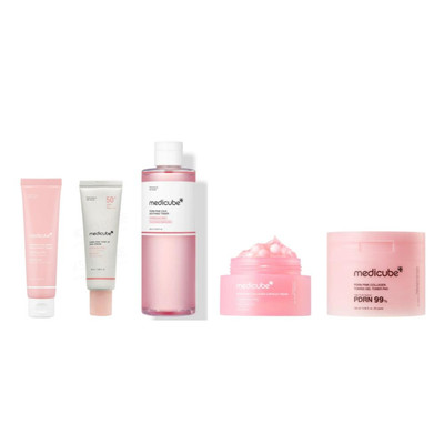Collections roses PDRN / Crème apaisante, tonique, crème en capsules, crème solaire, tampons toniques