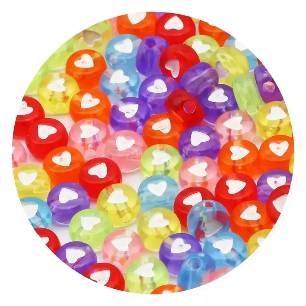 100-500PCS Love Heart Beads Acrylic Colorful Loose Spacer Beads for Jewelry Making DIY Handmade Bracelet Earrings Accessories