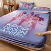 3-teiliges K-Pop Dämonenjäger Bedrucktes kernloses Spannbettlaken-Set Mehrere Größen Weiche Bettdecke Schlafzimmer Bettwäsche Dekoration Maschinenwaschbar