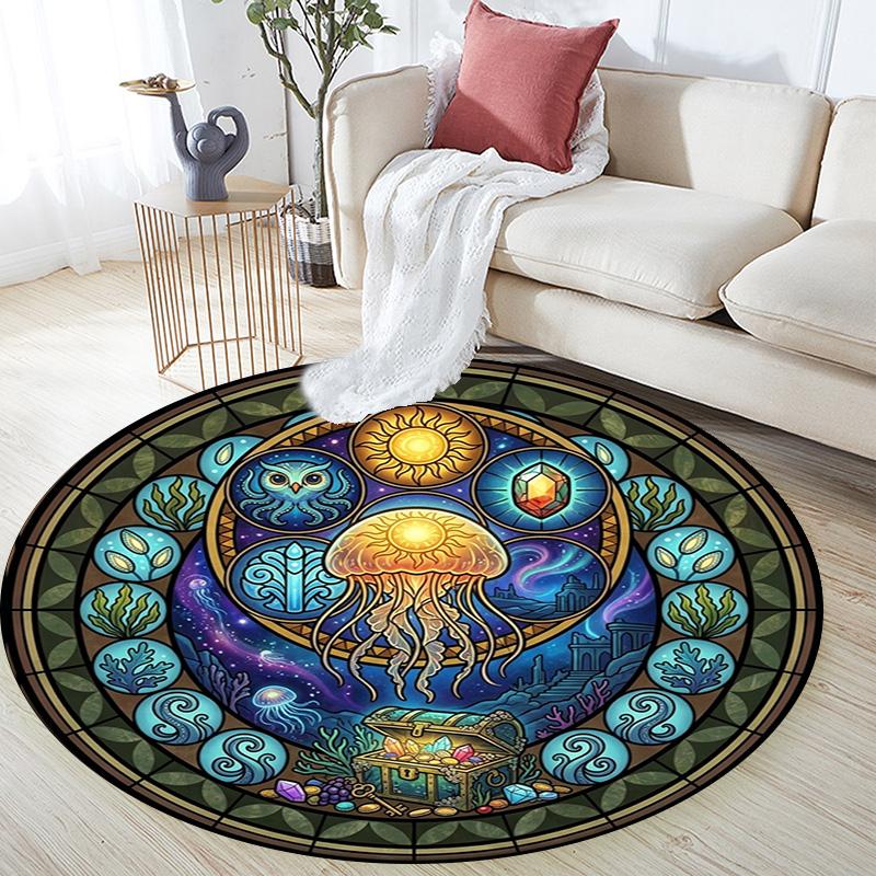 Oceanic Glass Round Area Rug Under Office Chairs Bedroom Living Room Home Decor