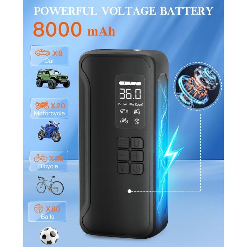 Multifunction Starting Device High Efficiency Tire Inflator Fast Inflation Air Compressor for Vehicle Outdoor Enthusiast