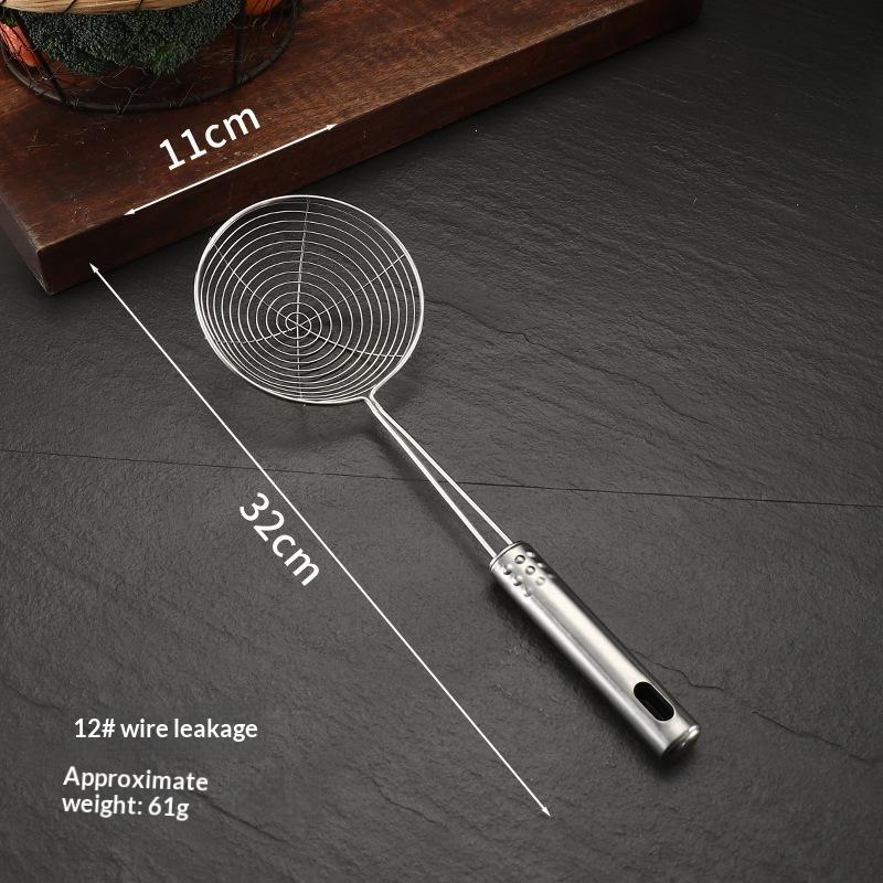 Stainless Steel Skimmer Spoon Non-Slip Long Handle Food Grade Filter Sieve Suitable for Kitchen Deep Frying Food Straining