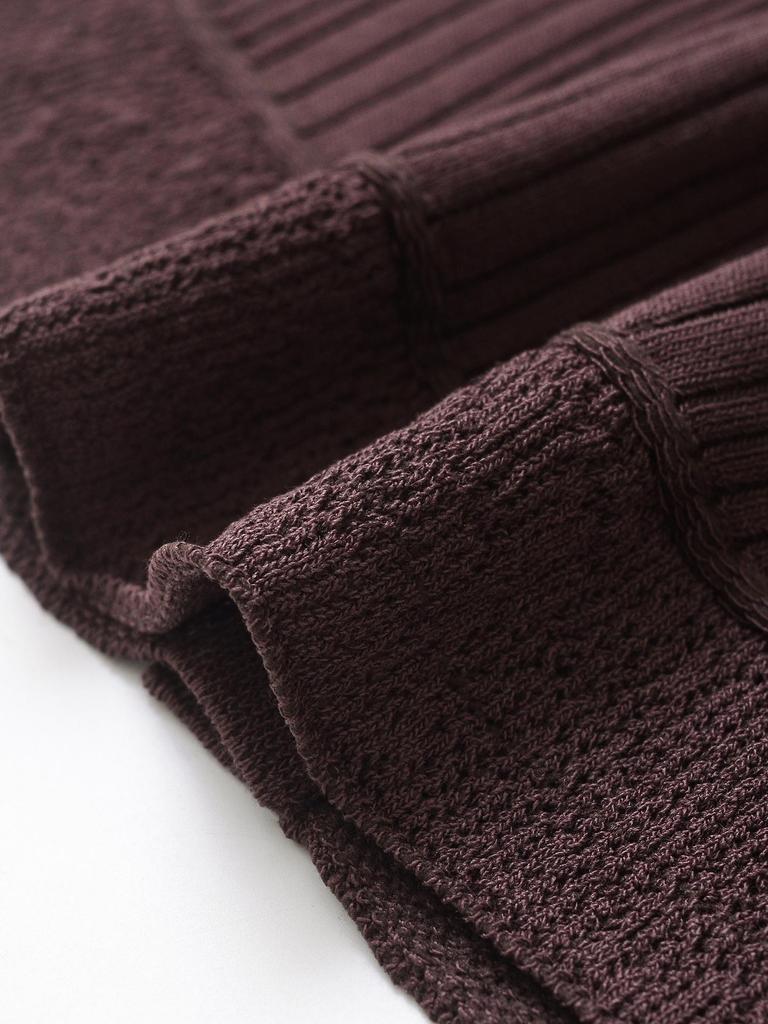 2025 Spring Women's European & American Ribbed Crew Neck Long Sleeve Knitted Cardigan