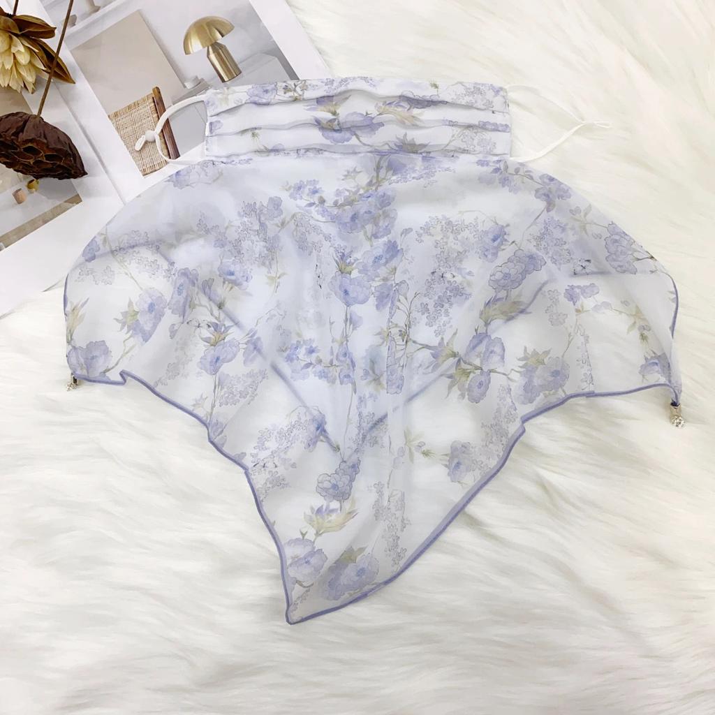 Potato buttercup yarn ice feeling breathable thin mask neck protection silk scarf cover the whole face mulberry spring summer sun protection shade spo