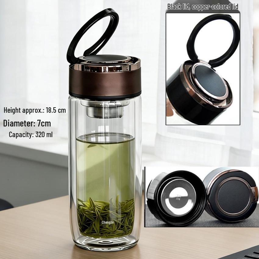High-Temperature Resistant Double-Layer Printed Borosilicate Glass Tea Cup