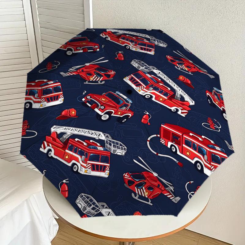 1PC firetruck fire hydrantAutomatic Open/Close Umbrella with Windproof, 8-Rib Sturdy Canopy, Durable Ribs, Fashionable Design, Outdoor Accessory, Fun