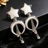 Star And Crescent Moon Earrings Women Retro Dangle Drop Earrings Long Chain Tassel Earrings for Daily Wear Dates Street Party
