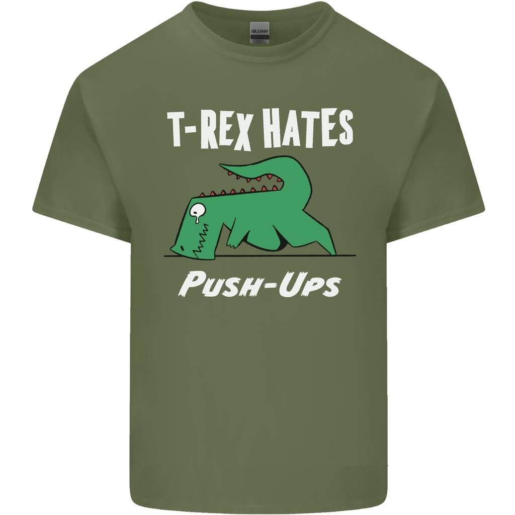 TRex Hasst Liegestütze Fitnessstudio Lustige Dinosaurier Unisex Leichtes Baumwoll-T-Shirt
