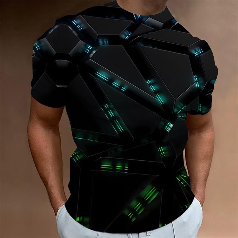 Funny Geometry Pattern T Shirt For Men Fashion 3D Printed Tees Summer Casual Short Sleeve Round Neck Tops Oversized T-Shirts