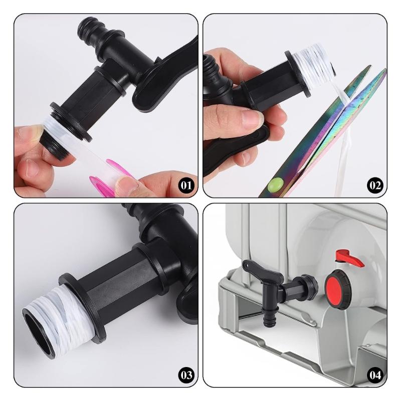 Outlet Taps for Rain Butt 3/4Inch Plastic Replacement Tap with Seal Lock Nut for Rainwater Butt Water Tank Accessories