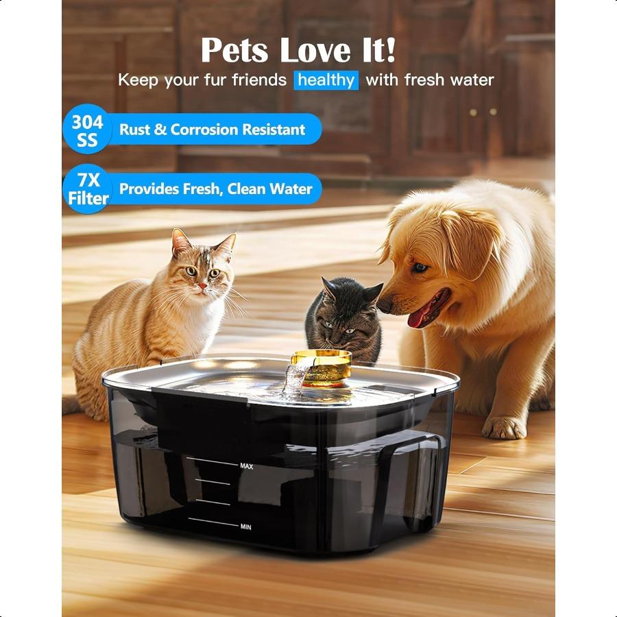 Dog Water Fountain Stainl Steel 2.6 Gallon 10L Pet Water Fountain Cat Water Fountain Dog Water Bowl Dispenser for Large Dogs Mu