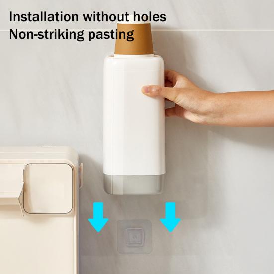 Wall Mount Paper Cup Holder No Drill Disposable Cup Dispenser Home Office Kitchen Dining Room Countertop Pull Type Plastic Cup Organizer Rack