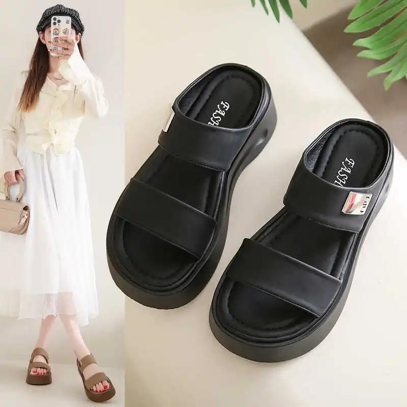 Lightweight Half Woman's Sandal For Flat Slippers Black School Shoes Sneakers Sports Famous Brands What's Shuse Maker