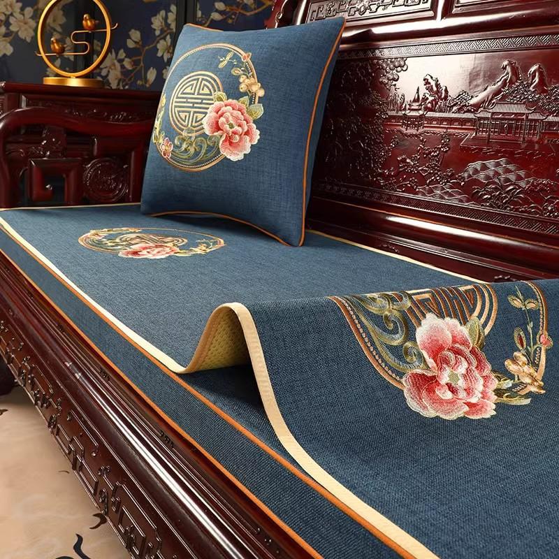 Mahogany Furniture Sofa Cushion, Seat Cushion Cover, Embroidered Backrest Towel, High-Grade Non-Slip Cover Brohan Bed Cushion Cover
