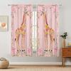 2pcs Pink Giraffe Background Printed Curtain for Home Decor - Rod Pocket Window Treatment for Bedroom, Office, Kitchen