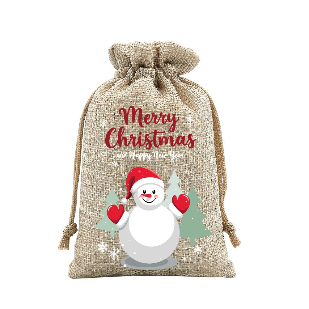 24pcs Christmas Packaging Bags Linen Drawstring Bags Festival Decoration Bags Storage Bags Velvet Gift Bags Drawstring Bags