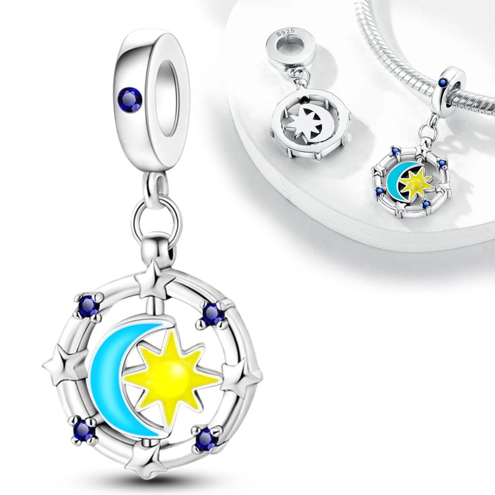 Charm Bead Components Copper Metal Mysterious Luminous Star Moon Bead Components Compatible With Charm Bead Components Plata Authentic Original