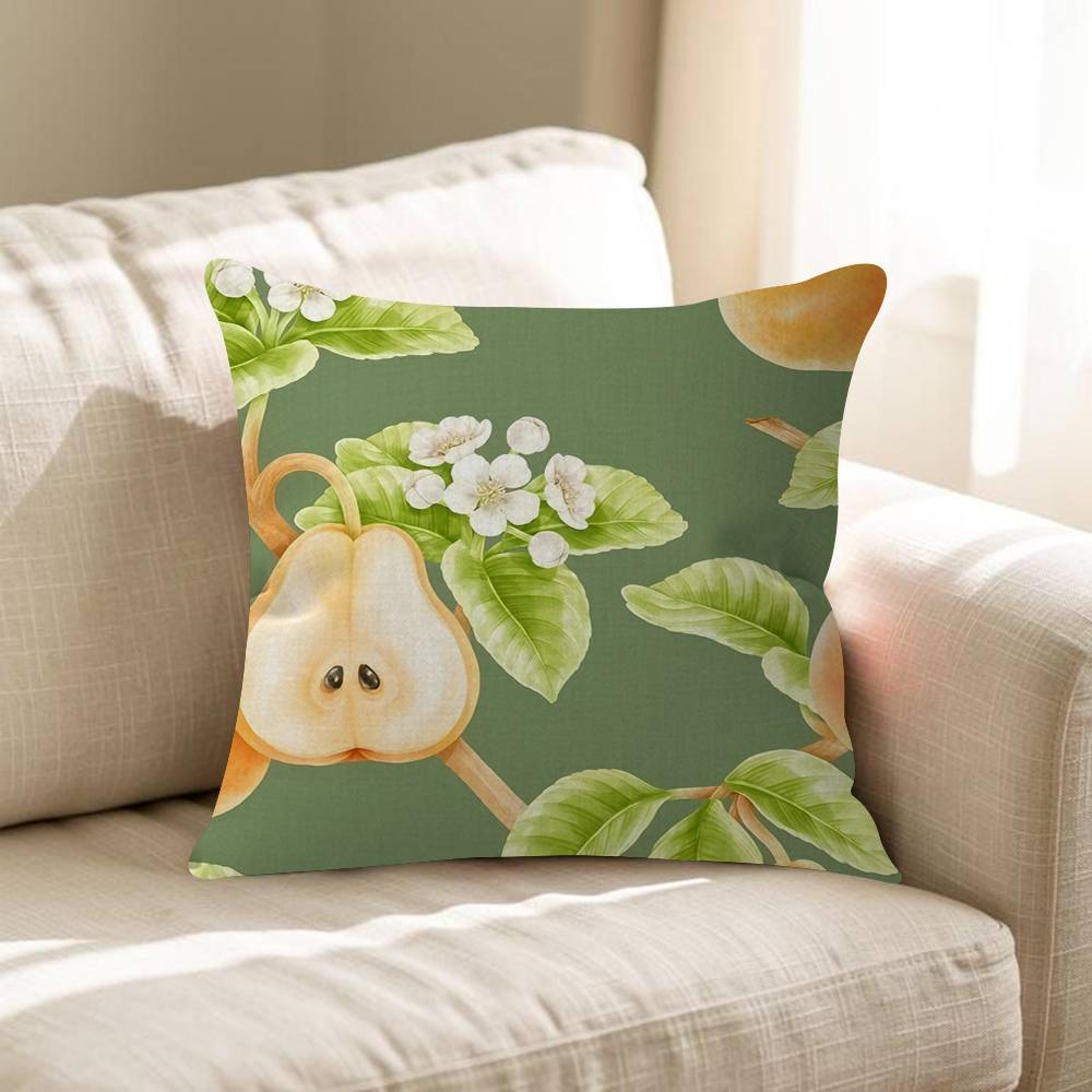 Fresh Green Pears Cushion Cover Pillowcase Upholstery Sofa Throw Pillow Home Decor Pillowcas
