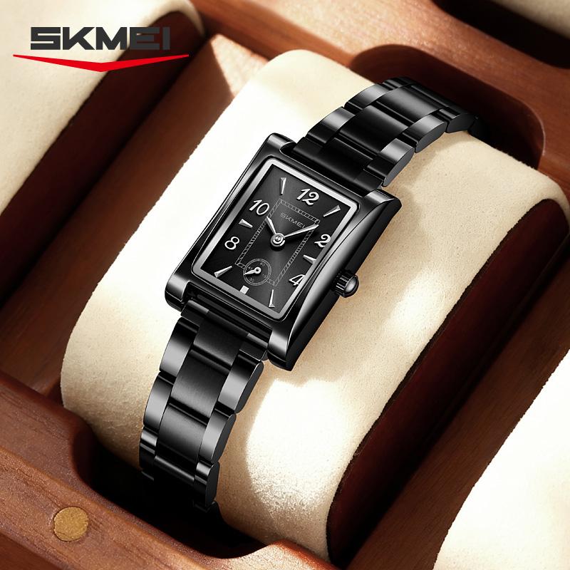 Skmei 2570 Elegant Fashion Women Quartz Watch Costume Stainless Steel Band Waterproof Rectangle in Stock Casual Watch Set