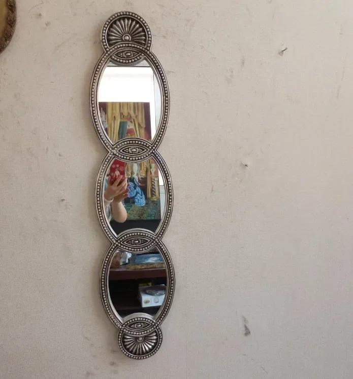 European style bathroom mirror entrance living room retro silver decorative wall hanging mirror