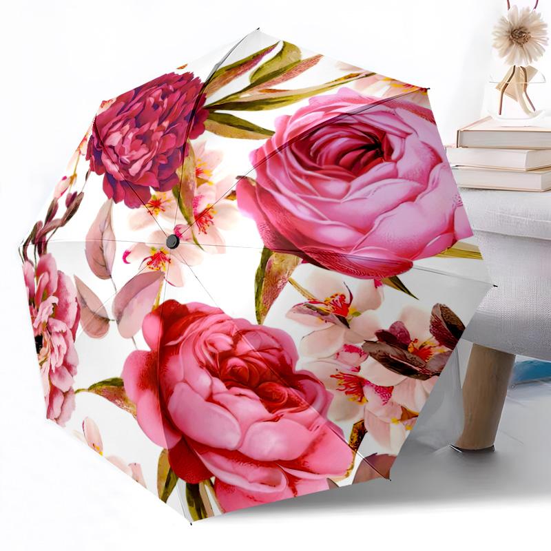 Sunflower Garden Art Outdoor Automatic Umbrella Compact & Durable 8-Rib Design Foldable Design Travel Essential Elegant Women's Umbrella