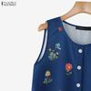 ZANZEA Women Floral Print Summer Casual Round Neck Sleeveless Tank Tops