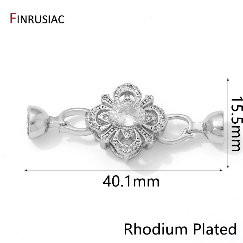 

14K Gold Plated Brass Flower Shape Connector Pearls Clasps,Zircon Fasteners Closure Locks Clasps For DIY Jewelry Making Findings 1 piece