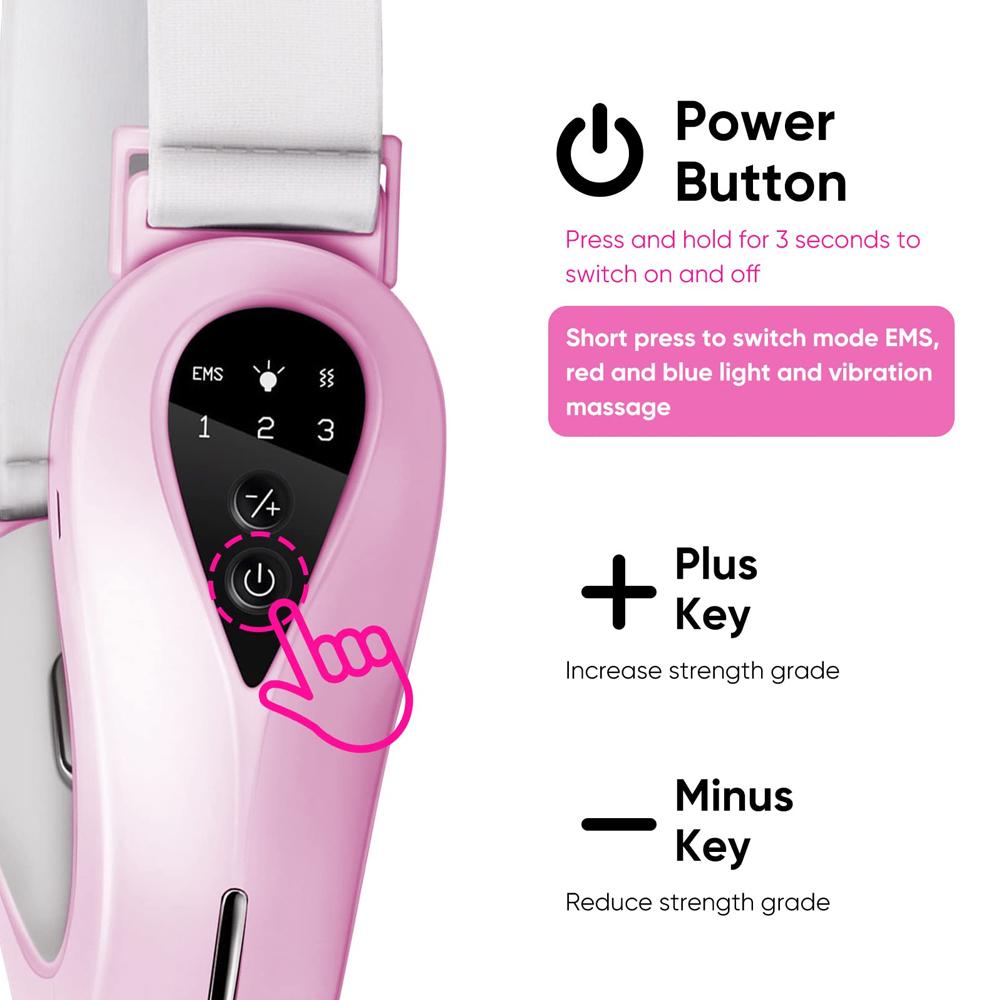 Microcurrent Face Lift Machine Electric Double Chin Remover V Face Jaw Slimmer Tightening Vibration Massager LED Light Therapy