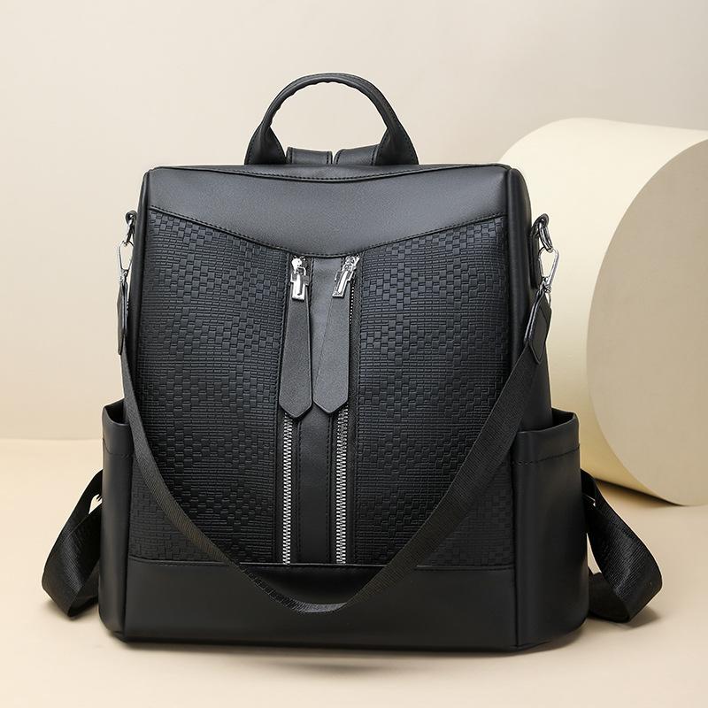 Fashionable and Versatile Leather Student Schoolbag Casual Outdoor Travel Small Backpack
