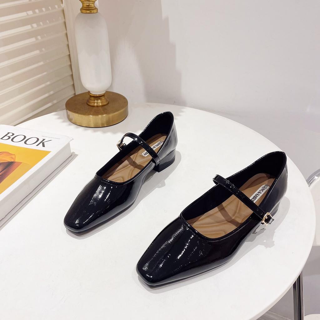 Summer Heat Mary Jane Square Head Small Leather Shoes Temperament Commuting Low Heel With Skirt Evening Word With High Heels