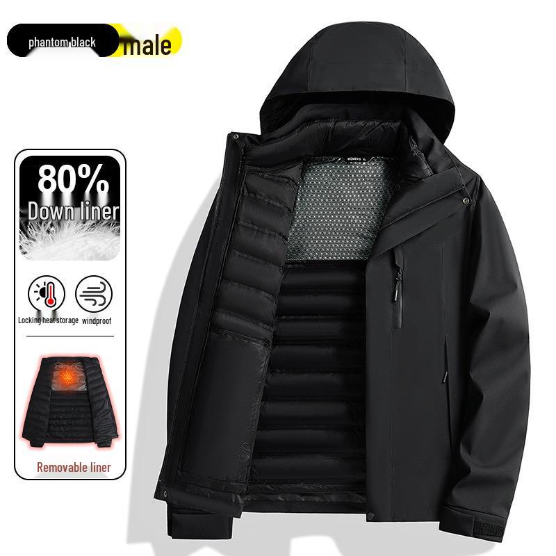 

Национальный стандарт Уровень 2 Пуховик 3-в-1: Мужской и женский ветрозащитный, водонепроницаемый, отстегивающийся зимний лыжный костюм L