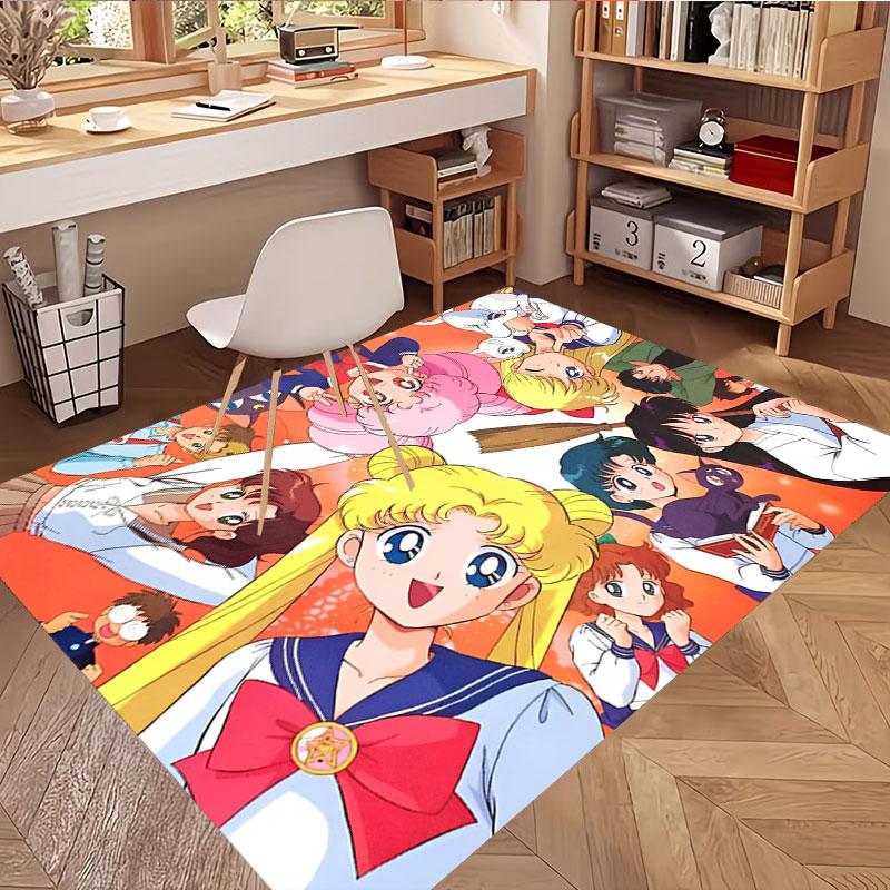 Sailor Moon Print Rug, Washable Floor Carpet, For Entryway Dorm Laundry Room Office Study, Home Decor Birthday Christmas Gift