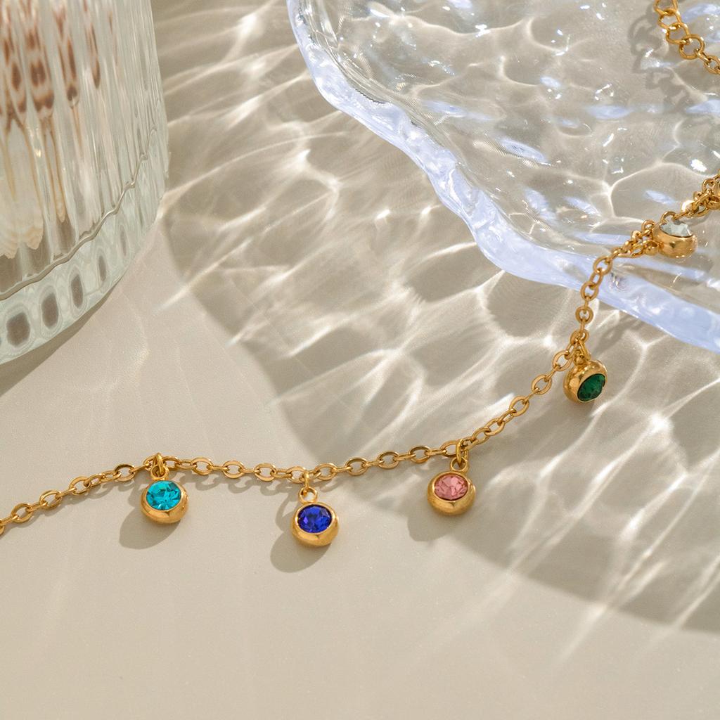 1pc Trendy Niche Colorful Tassel Bracelet Golden Plated Hand Accessory Colorful Charm Bracelets For Women