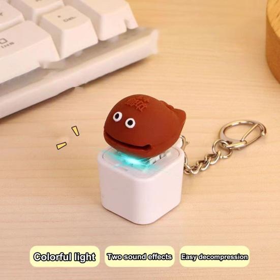 Cartoon Keyboard Fidget Keychain with Light Sound Stress Relief Portable Travel