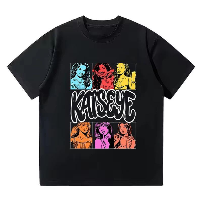 Y2k Gothic 2025Hot Katseye Korean Tshirt Casual Top Surrounding Men and Women Tshirts Sweet Cool Dark Cute Matching Fan Gift