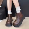 Thick-soled Martin boots women's autumn retro versatile Chelsea short boots zipper heightening thin boots