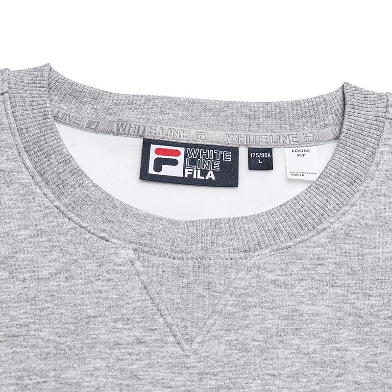 Men's FILA Sweatshirts Unisex Smoke Cloud Heather Gray Crew Neck Moderate Straight Fit