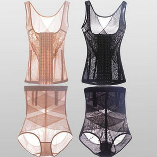 Meizi Lai 5566 Mesh Lace Tummy Control Push-Up Shaping Vest