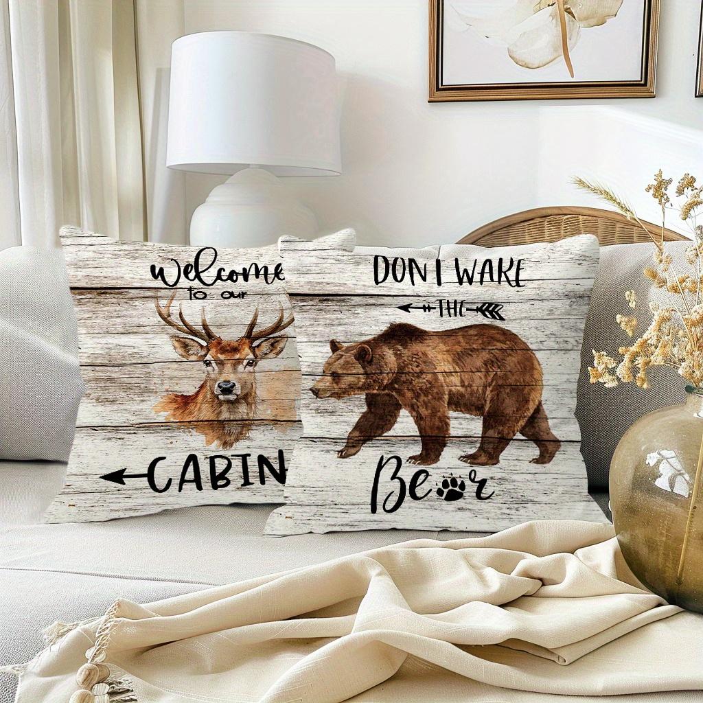 1/4pcs Rustic Cabin Wildlife Throw Pillow Covers Forest Mountain Deer Bear Farmhouse Cushion Cases for Home Decor Cushion cover