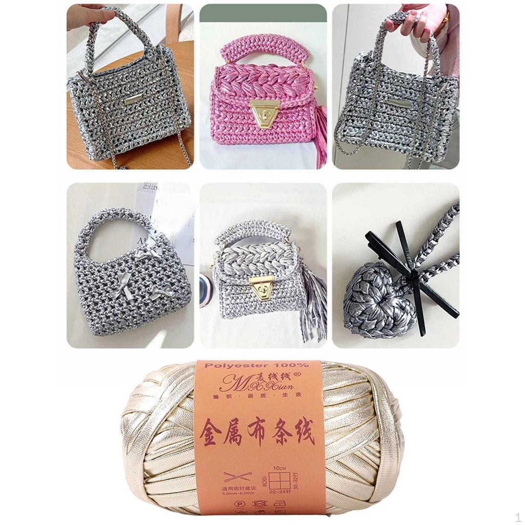 Metallic Shiny Yarn Crochet Bulky T Shirt for Headband Pillow DIY Craft