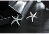 New Hot Fashion 925 Sterling Silver Crystal Starfish Earrings for Women Fashion Statement Jewelry 2021