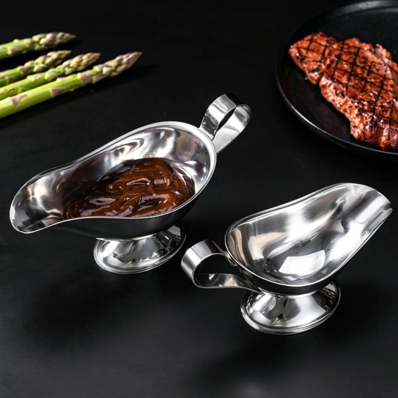 Stainless Steel Spice Gravy Container Heat Resistant Non-Toxic 1Pcs Sauce Boat Ketchup Seasoning Cup for Daily Dining