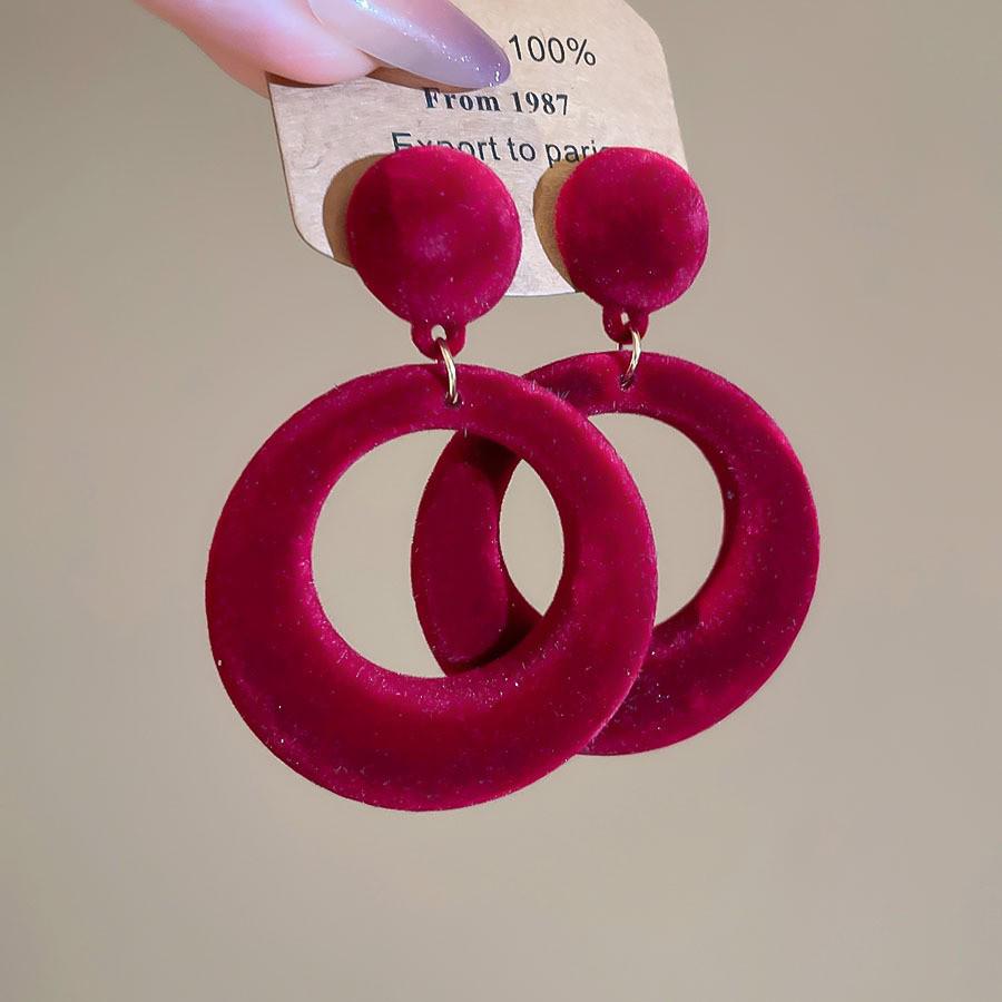 

Серьги с бантом из красного бархата и жемчугом Серебряная игла Анкола - Ретро Высококлассные Осенне-зимние Украшения