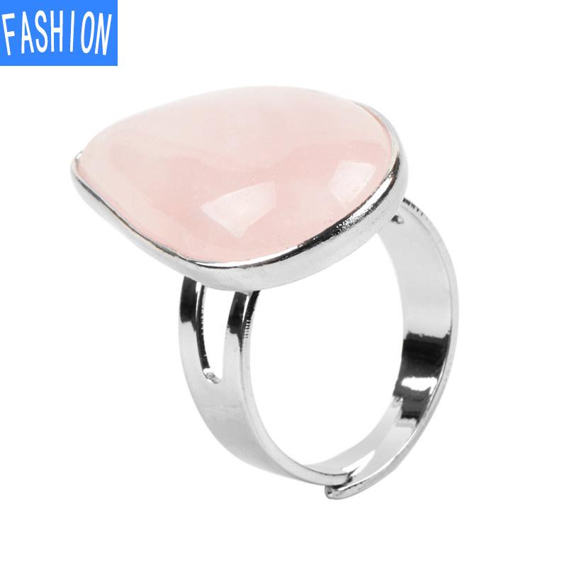 Creative Water Drop Shape Polished Natural Crystal Rings