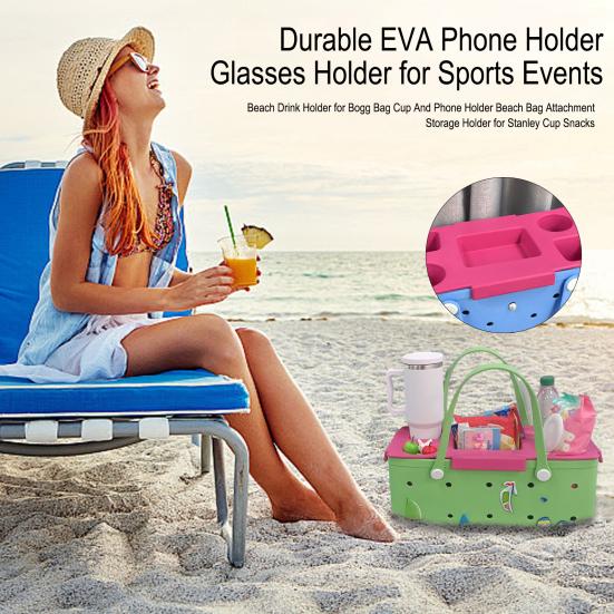 

Beach Drink Holder for Bogg Bag Cup And Phone Holder Beach Bag Attachment Storage Holder for Stanley Cup Snacks м ята зелений колір