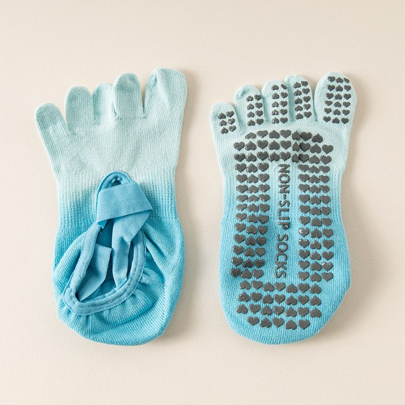

Adiar Yoga Socks Non Slip Professional Female Ballet Five Finger Indoor Dance Pilates Socks Fitness Training Summer Gradient blue