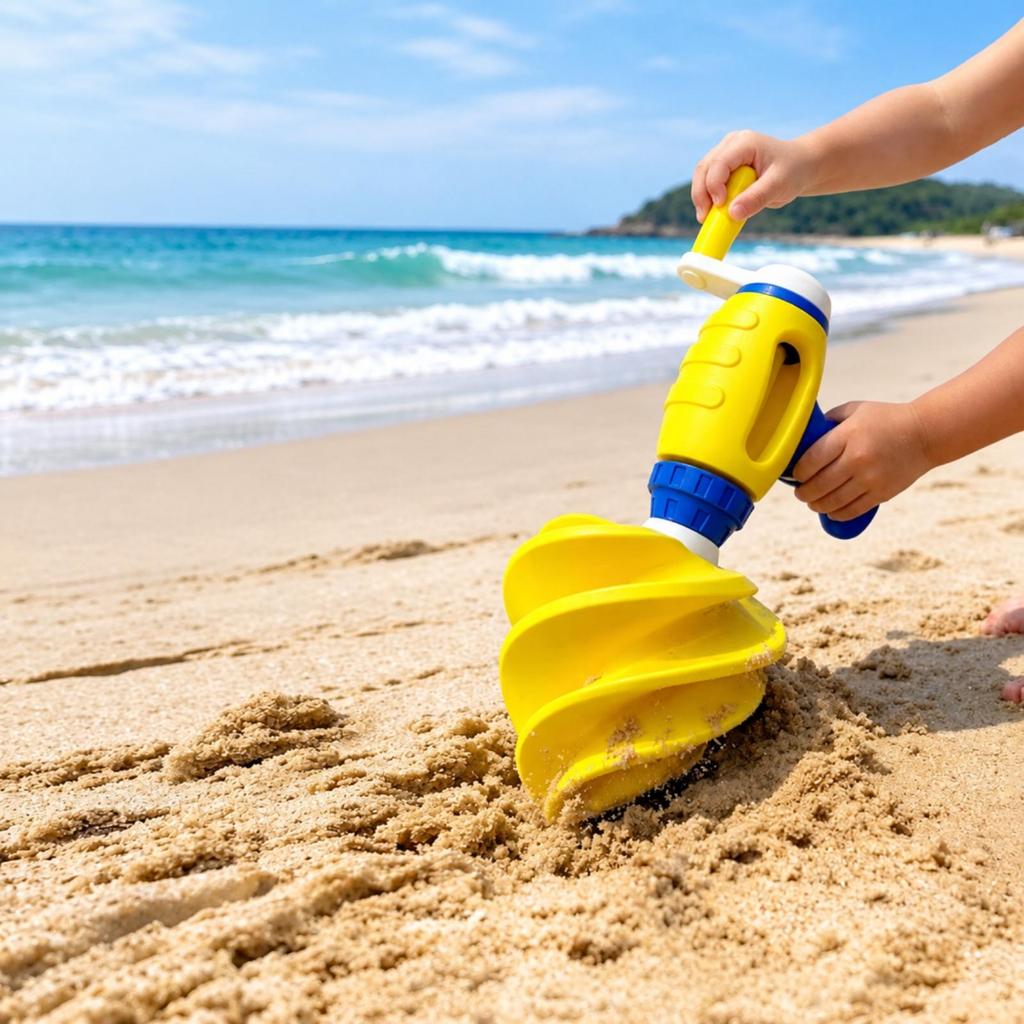 Ice Cream Cone Shaped Sand Drill Toy Textured Grip CrankOperated Auger Molded for Kids,