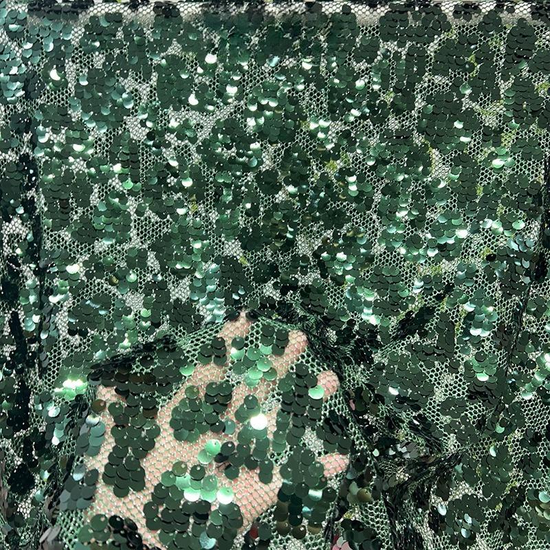 1/3Yard Gradient Full Shiny Sequin Fabric Embroidered Netting Material for Wedding Dresses Evening Gowns Cheongsam Sequin Fabric